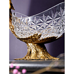 Чаша из прозрачного стекла на бронзовой подставке в виде павлина с рельефным хвостом Eden Garden варинант исполнения - 5 | Loft Concept в Кирове