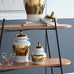 Ваза белая с крышкой и золотистыми фрагментами Chinoiserie Ceramics варинант исполнения - 2 | Loft Concept в Кирове