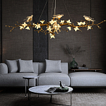 Люстра в виде золотой ветки с цветами и птичками Marvelous Garden варинант исполнения - 3 | Loft Concept в Кирове