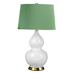Настольная лампа с белым фигурным основанием на латунном основании и зеленым тканевым конусным абажуром Elstead Lighting варинант исполнения - 1 | Loft Concept в Кирове