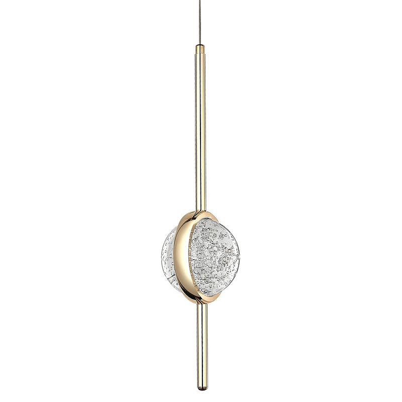 Подвесной светильник с плафоном из хрустального шара Crystal Bubbles Gold Hanging Lamp Прозрачный Золотой в Кирове | Loft Concept 