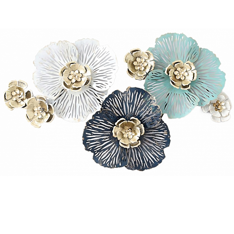 Панно настенное Blank Sheet Flowers Золотой Белый Синий Панно настенное Blank Sheet Flowers Золотой Белый Синий в Кирове | Loft Concept