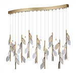 Люстра с золотистыми трубками и прозрачными стеклянными листьями на подвесах Sylva  варинант исполнения - 3 | Loft Concept в Кирове