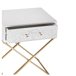 Приставной столик с выдвижным ящиком  White Table Carved Pattern варинант исполнения - 2 | Loft Concept в Кирове