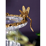 Ваза из прозрачного стекла на бронзовой подставке с ободком и ручками в виде стрекоз Eden Garden варинант исполнения - 3 | Loft Concept в Кирове