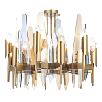 Люстра с вертикальными стеклянными элементами и металлическим каркасом цвета Латунь Vertical Glass варинант исполнения - 2 | Loft Concept в Кирове