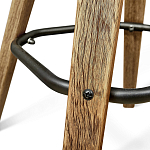 Барный стул со спинкой и металлической подставкой на 4-х деревянных ножках Коричневый Велюр Vendramin Chair варинант исполнения - 3 | Loft Concept в Кирове