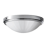 Потолочный светильник для ванных комнат цвета хром с белым матовым ребристым плафоном в форме полусферы Feiss варинант исполнения - 1 | Loft Concept в Кирове