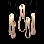 Подвесной светильник белого цвета с 6-ю изогнутыми плафонами Flow Loop варинант исполнения - 6 | Loft Concept в Кирове