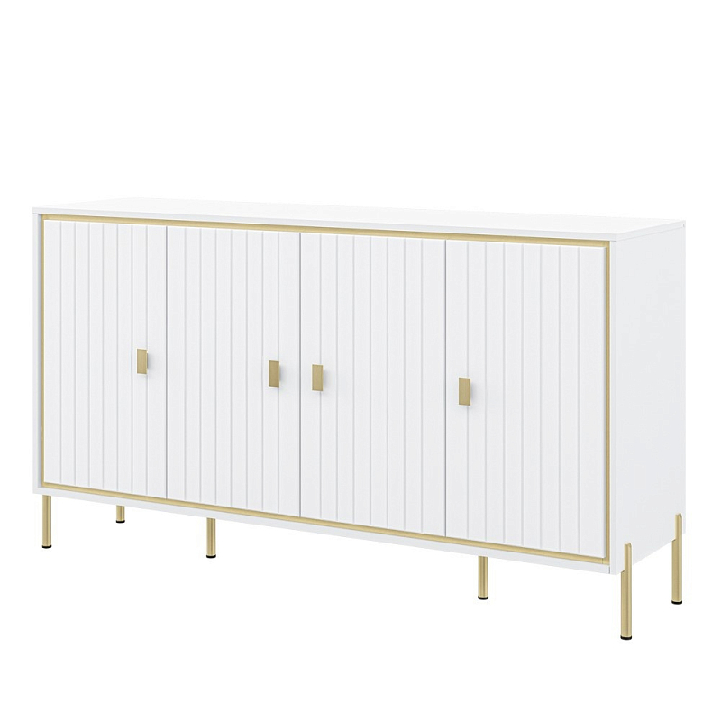 Консоль четырёхдверная с полками Antique Order Белый Золотой в Кирове | Loft Concept 