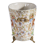 Кашпо с растительным и животным орнаментом на бронзовых ножках Turquoise Blooming Garden варинант исполнения - 3 | Loft Concept в Кирове