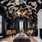 Обои ручная роспись в стиле Арт-деко Symphony Original colourway on Flint silk dupion варинант исполнения - 1 | Loft Concept в Кирове