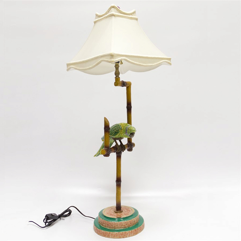 Настольная лампа Parrot on perch Белый Зеленый Бронза Настольная лампа Parrot on perch Белый Зеленый Бронза в Кирове | Loft Concept