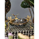 Блюдо черного цвета из фрафора на бронзовых ножках в виде стрекоз Eden Garden варинант исполнения - 3 | Loft Concept в Кирове