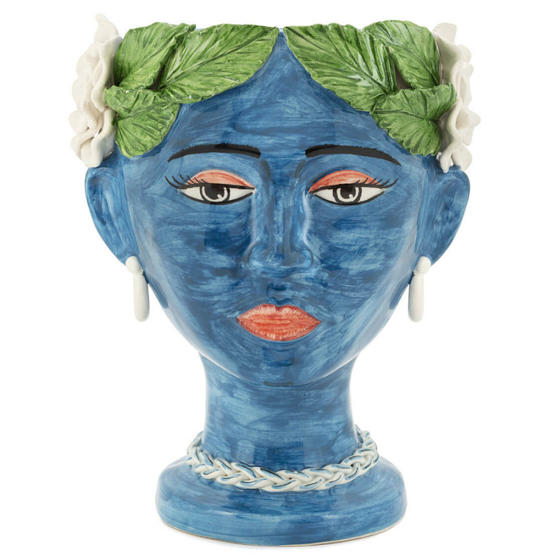 Ваза VASE HEAD SELVA COLOR dark blue Синий Зеленый Ваза VASE HEAD SELVA COLOR dark blue Синий Зеленый в Кирове | Loft Concept