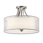 Потолочный светильник с двойным цилиндрическим плафоном из белого стекла и прозрачной органзы Kichler варинант исполнения - 12 | Loft Concept в Кирове