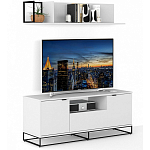 ТВ-тумба белая с  2-мя дверцами и ящиком Strict Lines варинант исполнения - 5 | Loft Concept в Кирове