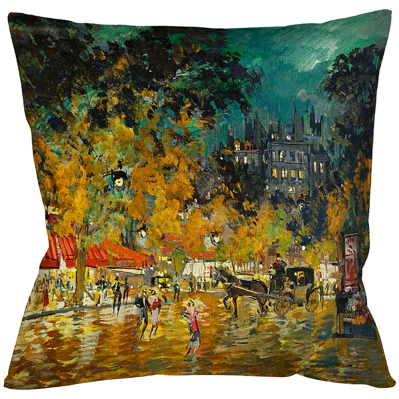 Подушка декоративная Париж Impressionism in Art Мульти Бежевый Подушка декоративная Париж Impressionism in Art Мульти Бежевый в Кирове | Loft Concept