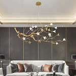 Люстра в виде золотой ветки с цветами Glass Flower Pendant Light варинант исполнения - 4 | Loft Concept в Кирове