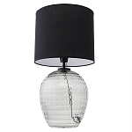 Настольная лампа с черным цилиндрическим тканевым абажуром и фактурным прозрачным основанием Black Cone варинант исполнения - 2 | Loft Concept в Кирове