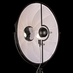 Торшер в виде прожектора с круглым тканевым абажуром на треноге черного цвета Radiance Éclat варинант исполнения - 5 | Loft Concept в Кирове