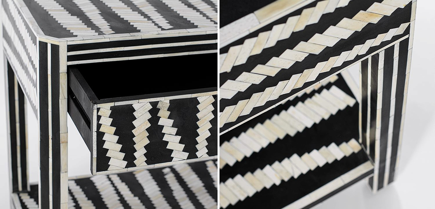 Тумбочка Black&white Indian Bone Inlay nightstand Тумбочка Black&white Indian Bone Inlay nightstand - Loft-Concept в Кирове