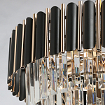 Люстра из черного металла с многоярусными подвесками из прозрачного хрусталя на золотой цепи Empire Black Chandelier Crystal варинант исполнения - 10 | Loft Concept в Кирове