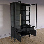 Витрина Primo со стеклянными фасадами и буфетом шпон Черный дуб варинант исполнения - 4 | Loft Concept в Кирове