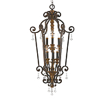 Люстра бронзового цвета с 6-ю лампами и стеклянными подвесками в классическом стиле Quoizel варинант исполнения - 1 | Loft Concept в Кирове