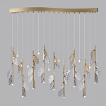 Люстра с золотистыми трубками и прозрачными стеклянными листьями на подвесах Sylva  варинант исполнения - 4 | Loft Concept в Кирове