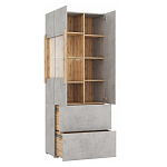 Шкаф-витрина двухдверная с фасадом цвета серый бетон Grace of Furniture варинант исполнения - 3 | Loft Concept в Кирове