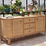 Длинный комод из ротанга с дверцами и ящиками Simone Rattan Chest of Drawers варинант исполнения - 8 | Loft Concept в Кирове