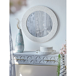 Зеркало круглое инкрустированное раковинами устриц Bone Inlay Dome Mirror White варинант исполнения - 2 | Loft Concept в Кирове