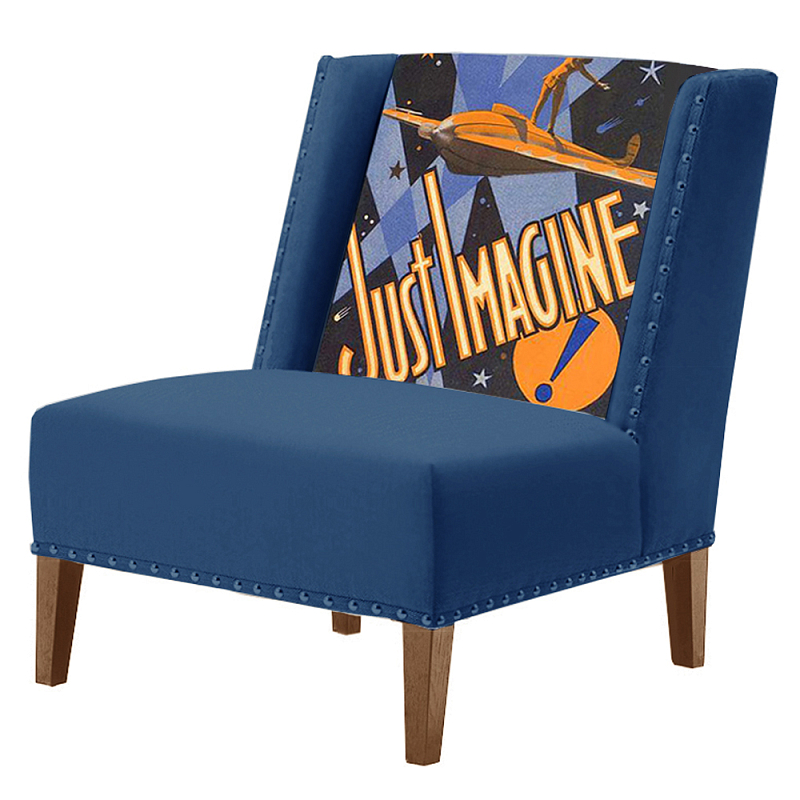 FUN Armchair Just Imagine Dark blue Дизайнерское кресло с цветным принтом Сапфирово-синий в Кирове | Loft Concept 