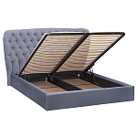 Кровать двуспальная серая с основанием из массива дерева с мягким изголовьем Velour Beds варинант исполнения - 2 | Loft Concept в Кирове