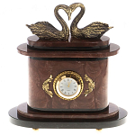 Часы настольные из натурального камня с декором в виде двух лебедей Swans Stone Clock варинант исполнения - 5 | Loft Concept в Кирове