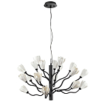 Люстра подвесная черного цвета с ветвями и белыми фарфоровыми цветами Floralis варинант исполнения - 7 | Loft Concept в Кирове