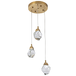 Подвесной светильник с 3-мя хрустальными плафонами Esme Crystal Brass Trio Hanging lamp варинант исполнения - 3 | Loft Concept в Кирове