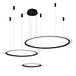 Люстра подвесная светодиодная с тремя черными кольцами и пультом управления Ring Horizontal варинант исполнения - 2 | Loft Concept в Кирове