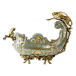 Чаша голубого цвета с оранментом и и бронзовыми фигурами леопардов Eden Garden варинант исполнения - 3 | Loft Concept в Кирове