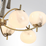 Люстра подвесная с 8-ю шарообразными плафонами из белого стекла с подвесками из камня и кисточками Agatelle варинант исполнения - 6 | Loft Concept в Кирове