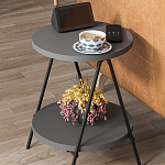 Стол приставной с 2-мя круглыми столешницами цвета антрацит ESSEL SIDE TABLE ANTHRACITE варинант исполнения - 7 | Loft Concept в Кирове