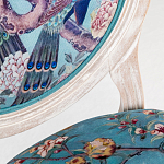 Барный стул из массива бука с изображением птиц и цветов Turquoise Beige Chinoiserie Garden Chair варинант исполнения - 3 | Loft Concept в Кирове