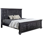 Двуспальная кровать из массива манго с резьбой Vega Grey Mango Bed варинант исполнения - 1 | Loft Concept в Кирове