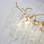 Люстра подвесная с золотистыми ветками и стеклянными подвесками в виде листьев Длина 80 см FAIRYTREE Light варинант исполнения - 4 | Loft Concept в Кирове