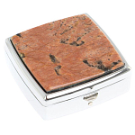 Таблетница карманная квадратная с 2-мя отделениями с зеркалом и накладкой из натурального камня Пегматит Silver Stone Pillboxes варинант исполнения - 1 | Loft Concept в Кирове