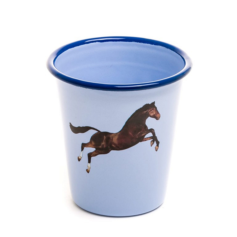 Стакан Seletti Enamel Horse Голубой Коричневый Стакан Seletti Enamel Horse Голубой Коричневый в Кирове | Loft Concept
