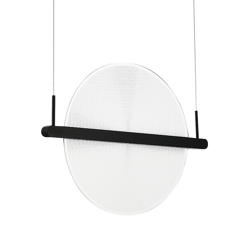 Светодиодный подвесной светильник круглой формы с металлическим черным каркасом Marble Glow Прозрачный Черный в Кирове | Loft Concept 