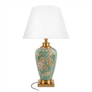 Настольная лампа бирюзовая с цветочным принтом Turquoise Flight