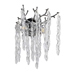 Бра цвета хром с ветвями и прозрачными стеклянными подвесками в виде вытянутых спиральных капель Droplet Chandelier варинант исполнения - 1 | Loft Concept в Кирове